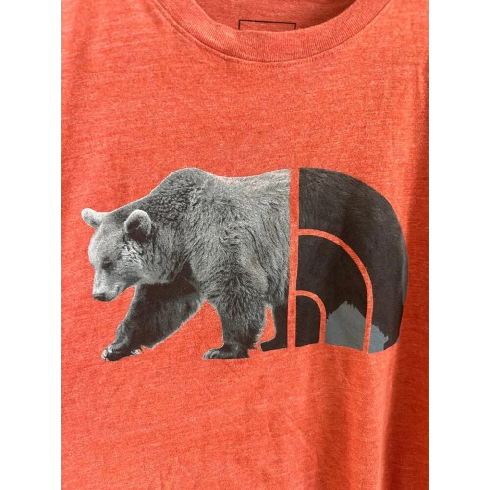 The North Face Men's L Orange Grizzly Bear Half Dome Graphic T-Shirt